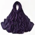 Elegant purple chiffon hijab long scarf with chic chain edge design for women daily wear. - Purple