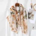 Spring butterfly floral printed soft long scarf women fashion casual sun protection shawl - 3# Coffee