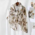 Chic floral printed long scarf for women, soft sheer wrap for daily commuting and sun protection - Dark Coffee