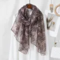 Women Fashion Leopard Print Voile Long Scarf Soft Lightweight Sheer Neck Scarf Shawl - VE135-3# Pink