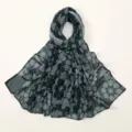 Chiffon digital printed long scarf for women, stylish dot pattern ethnic headscarf main view. - YW352-1#