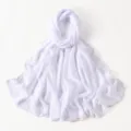 Light purple chiffon long scarf with exquisite chain and rhinestone trim for women spring summer. - 2# White