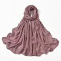 Dusty pink chiffon hijab scarf with beaded edge, elegant Muslim head wrap for women - Dusty Purple