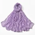 Lavender chiffon hijab scarf with delicate beaded edges for women spring summer daily wear. - 11# Light Purple