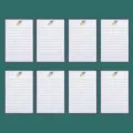 Lot de 8 blocs-notes de papier à lettres ligné décoratif avec un élégant design de fleurs. - Papier à lettres bordure bleue / 8 feuilles