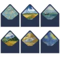 Enveloppes bleu foncé vintage avec célèbres reproductions d'art de Van Gogh, papeterie élégante. - Enveloppes bleues / 6 pièces