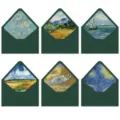 Enveloppes de papeterie d'art vintage Van Gogh lot de 6 elegant papier a lettre litteraire - Enveloppes vertes - 6 pièces