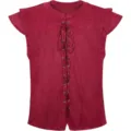 Renaissance pirate faux suede vest medieval sleeveless lace up costume top for women - Burgundy