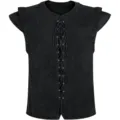 Men's medieval renaissance lace-up vest black suede sleeveless pirate costume top - XS / Tops / Black