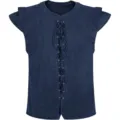 Medieval Renaissance faux suede vest for men women, lace up front pirate cosplay costume top. - Navy Blue