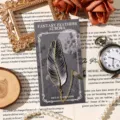 Segnalibro in metallo a forma di piuma con catena stile vintage design letterario regalo lettura - Piuma d'Inchiostro Partenza (Confezione Semplice)