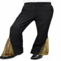 Herren 70er Retro Disco Schlaghose mit goldenen Pailletten für Party Performance Kostüm. - S / Unterteile / Gold