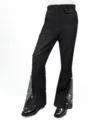2025 Mens 70s Retro Sequin Flared Pants Disco Party Performance Costume Black Trousers - S / Bottoms / Silver