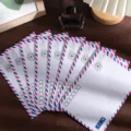 Enveloppes postales aeriennes vintage avec belles rayures rouges et bleues pour lettres - Style blanc [1 paquet = 8 pièces]