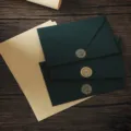 Detail view of dark green envelopes and lined craft letter paper set with retro sealing stickers. - 3 Tactile Dark Green Envelopes + 8 Kraft Lined Letter Papers + Stickers
