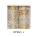 Goldfolie japanisches Washi Tape Set mit 10 Rollen dekorativen Mustern für Tagebuch basteln. - Stil 1 / 10 Rollen Set
