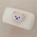 Süße weiße gesteppte Aufbewahrungstasche mit flauschigem Bärenaufnäher für Make-up - Weißer Bär Weiße Tasche