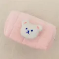 Pochette de rangement matelassée rose kawaii avec petit ours en peluche blanc doux - Ours Blanc Sac Rose