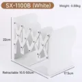 Serre-livres en métal blanc extensible, plage télescopique 10,5-50cm et hauteur 22cm - SX-1100B / Blanc