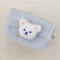 Sac de rangement matelassé bleu clair avec ours en peluche pour maquillage et bébé - Ours Blanc Sac Bleu