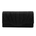 Black glitter evening clutch bag for women, elegant pleated design for party and wedding. - Black