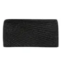 Black glitter evening clutch bag, pleated mini handbag for party and wedding events. - Black