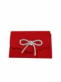 Red rhinestone bow evening clutch bag, elegant faux suede purse for women parties. - Red