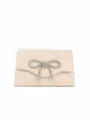 Elegant rhinestone bow evening clutch bag, faux suede envelope purse for women party. - Apricot