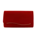 Elegant red velvet evening bag with gold wave trim, stylish cross-body clutch for weddings. - Red