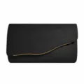 Black velvet evening clutch bag with golden wave trim for women fashion simple party handbag - Black