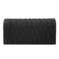 Black Glitter Diamond Pleated Evening Clutch Bag Women Mini Sparkly Party Handbag - Black