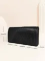 Elegant black glitter pleated evening clutch bag for women, perfect for weddings and parties. - Black