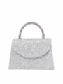 Elegant rhinestone evening handbag for women, sparkling sequin top handle bag, stylish silver purse. - Silver