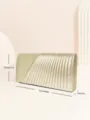 Elegant gold glitter evening clutch bag for women, pleated design party wedding handbag. - Gold