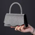 Bolso de noche de diamantes de imitación plateados, bolso de mano de cristal para fiesta. - Negro