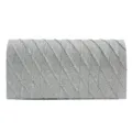 Silver glitter evening clutch bag with elegant diagonal pleated design for women party wear. - Silver