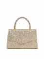 Glitter evening bag with dazzling rhinestone twisted handle, elegant sparkle clutch for party. - Gold
