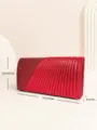 Red glitter pleated clutch bag for women, elegant evening party handbag with compact size. - Red