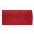 Red sparkly glitter clutch bag with elegant diamond quilted pleated design for evening parties. - Red