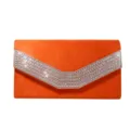 Orange velvet evening clutch bag with sparkling rhinestone V-shaped design for women. - 24*6*13cm / Orange Red