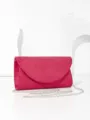 Pink velvet evening clutch bag with chain strap, stylish mini shoulder bag for women variant. - Rose Red