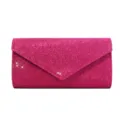 Pink glitter envelope evening clutch bag, stylish mini party shoulder bag for women. - Rose Red