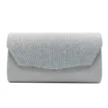 Silver rhinestone evening clutch bag for women, sparkling wedding party formal handbag. - Silver