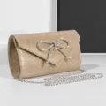 Sparkling Rhinestone Bow Evening Bag Luxury Party Shoulder Crossbody Women Clutch - Champagne
