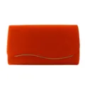 Orange velvet evening clutch bag with elegant gold wave metal trim for wedding party. - Orange Red
