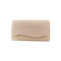 Elegant velvet evening clutch bag with chic gold wavy metal trim for women wedding party. - Apricot
