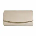 Minimalist microfiber evening clutch bag with curved gold accent for women's parties. - Apricot