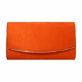 Borsa pochet da sera in camoscio arancione da donna, elegante borsetta minimalista in metallo. - arancio-rosso