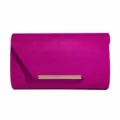 Elegant velvet evening clutch bag for women, stylish wedding party handbag with metal clasp. - Rose Red