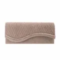 Elegant sparkle evening clutch bag with rhinestones, pleated design for women parties and weddings. - Champagne